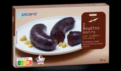 2 boudins noirs aux pommes, cuits
