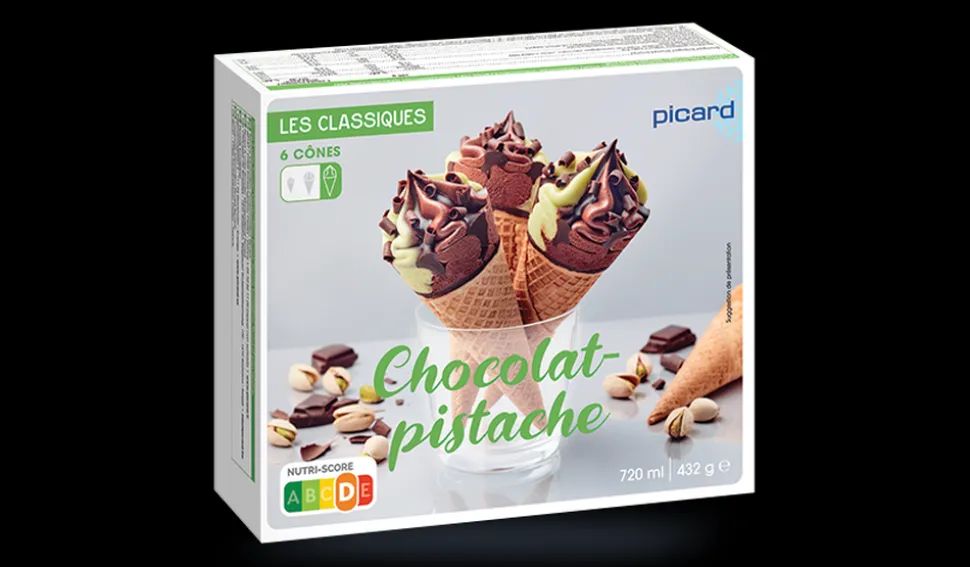6 cônes chocolat-pistache