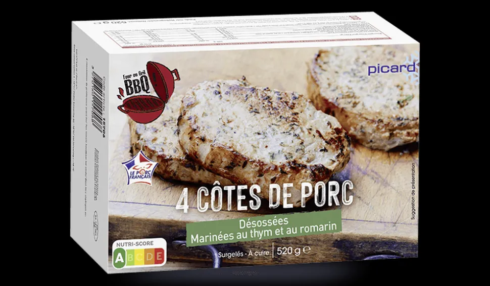 4 côtes de porc désossées marinées au thym,romarin