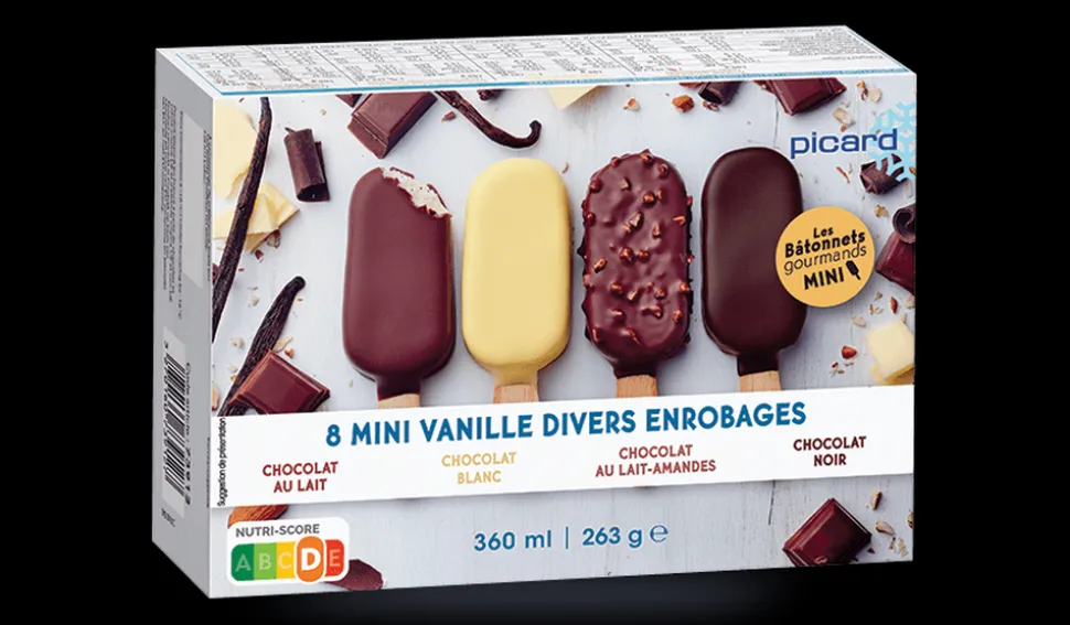 8 mini-bâtonnets vanille-divers enrobages chocolat