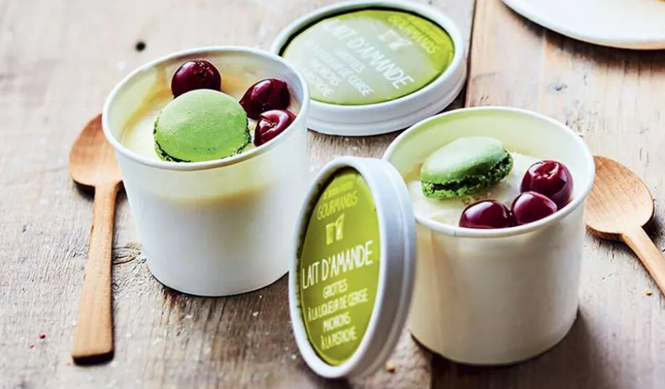 2 mini-pots crème glacée Lait d'amande, griottes