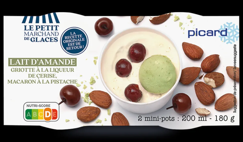 2 mini-pots crème glacée Lait d'amande, griottes