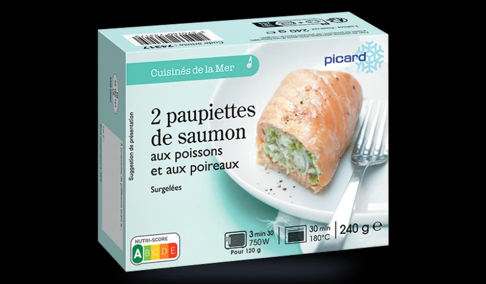 2 paupiettes de saumon aux poissons, aux poireaux