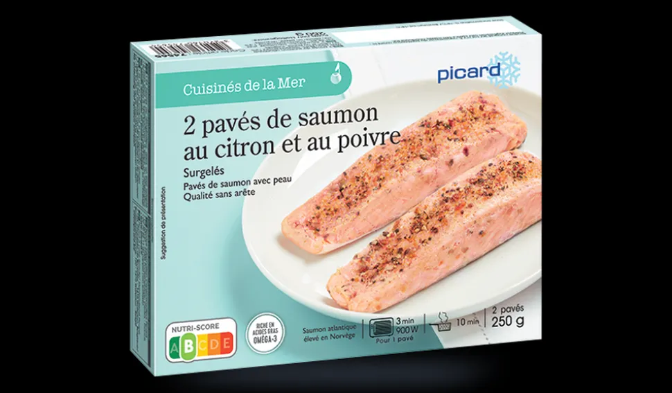 2 pavés de saumon au citron et au poivre