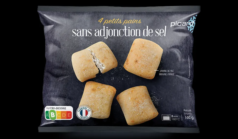 4 petits pains sans adjonction de sel, précuits