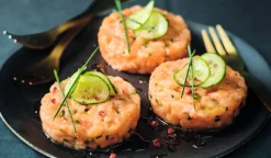 4 tartares de saumon à la ciboulette
