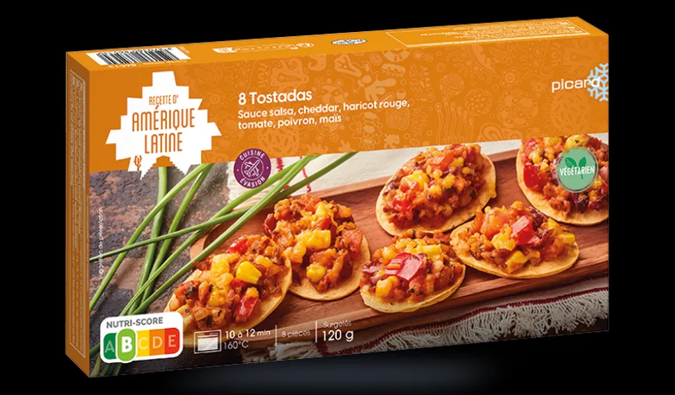 8 tostadas sce salsa,cheddar,haricot rouge,tomate
