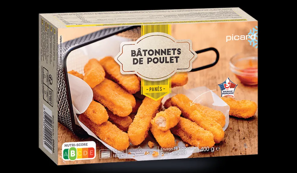 Bâtonnets de poulet préparation à base de poulet