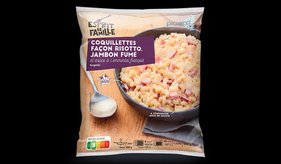 Coquillettes façon risotto, jambon fumé