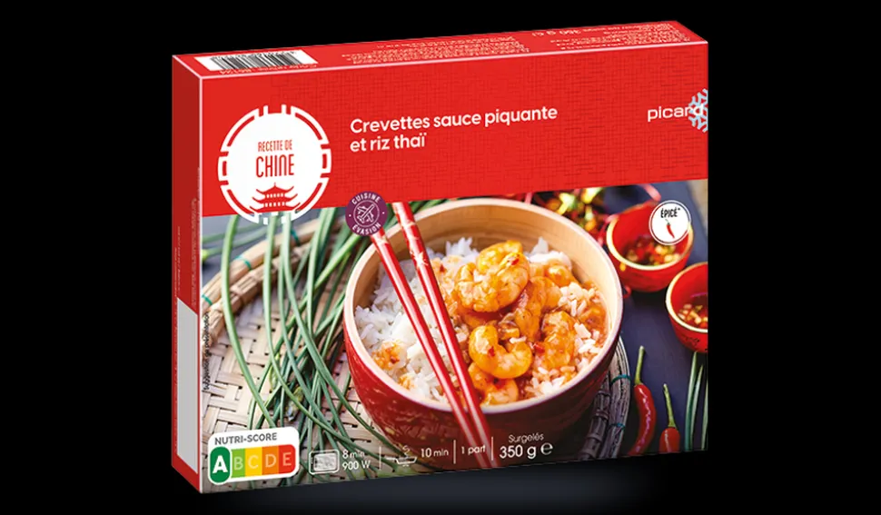 Crevettes sauce piquante et riz thaï