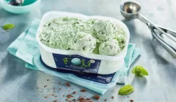 Crème glacée menthe, avec copeaux de chocolat