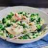 Dos de colin d’Alaska au citron et au basilic, risotto verde