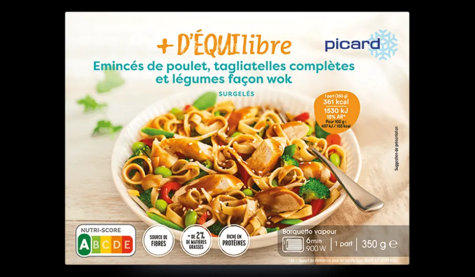 Emincés de poulet, tagliatelles, légumes façon wok