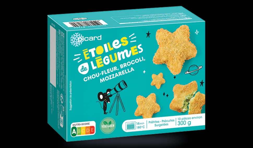Etoiles de légumes, chou-fleur, brocoli,mozzarella