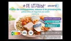 Filets de maquereau, pâtes orzo, légumes du soleil