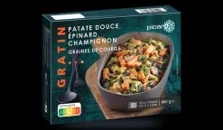 Gratin de patate douce, champignon, épinard