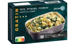 Gratin de pâte, épinard, poireau et sauce au comté