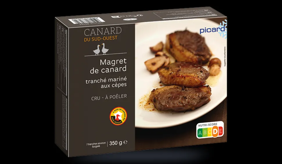 Magret de canard tranché mariné aux cèpes