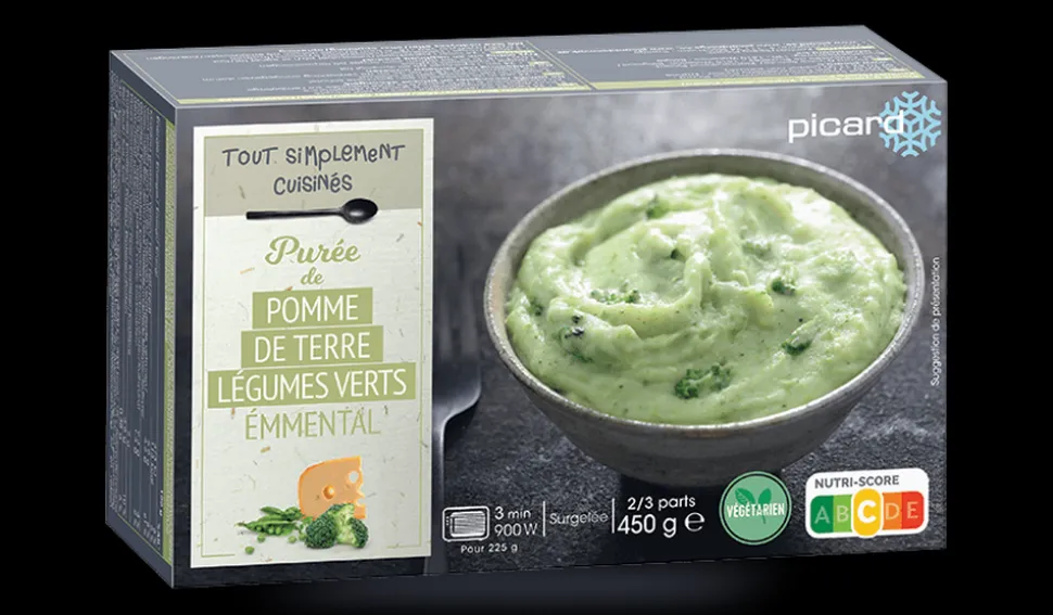 Purée de pomme de terre, légumes verts, emmental