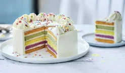 Rainbow cake, gâteau arc-en-ciel, 6 parts