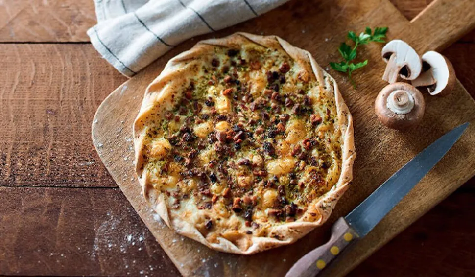 Tarte fine champignons gorgonzola