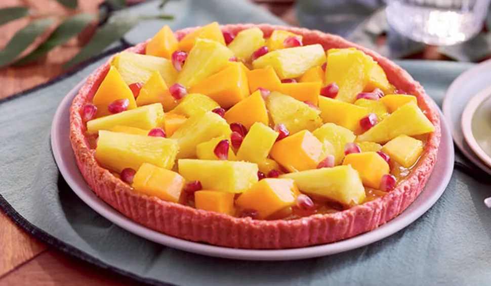 Tarte fruits exotiques, 6 parts