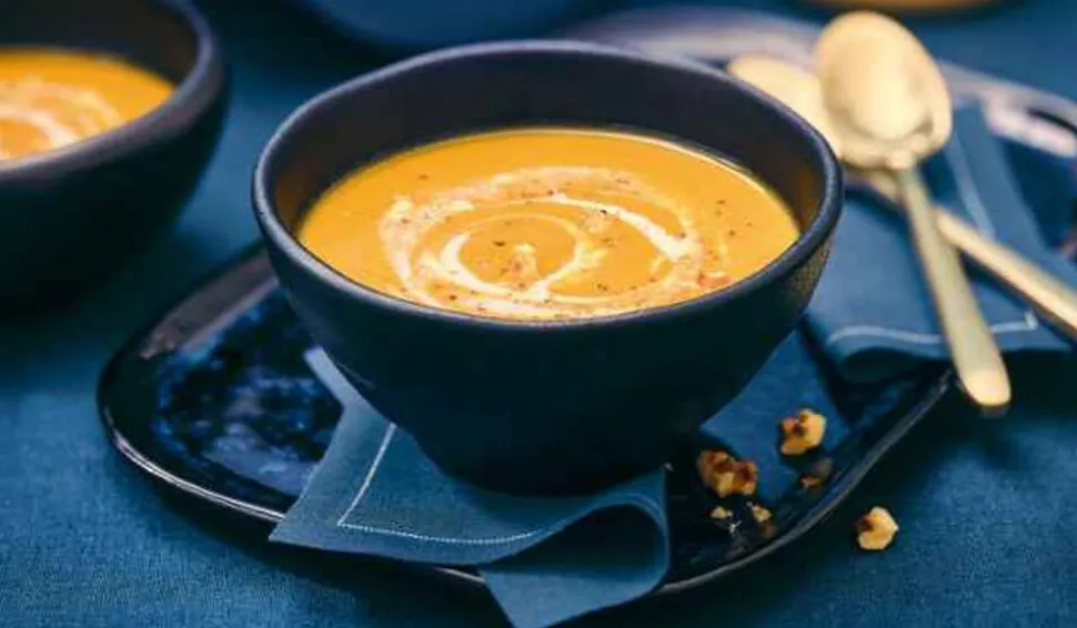 Velouté de courge butternut patate douce girolle
