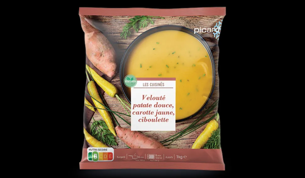 Velouté patate douce, carotte jaune, ciboulette